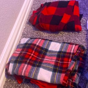 Two plaid pajama bottoms